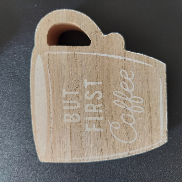 Wooden Coffee Mug Shaped Signs - Black and Cream - Picture 3 of 4